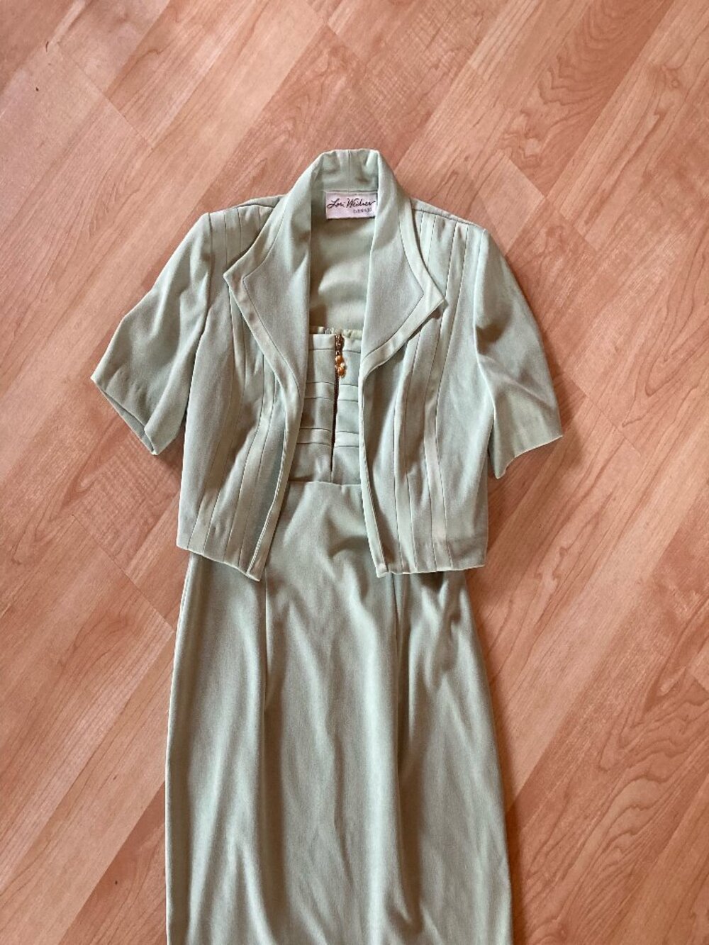 90s Vintage Dress and Jacket Set - Pistachio Green